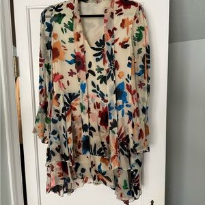 Alice + Olivia Handkerchief Hem Bell Sleeve Dress